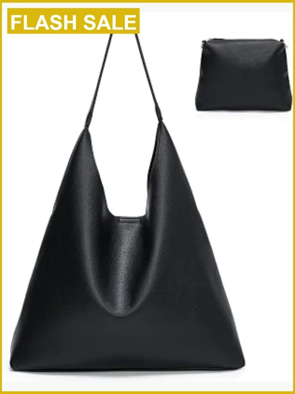 Vegan Leather Hobo Tote Set 2-Piece Large Slouchy Shoulder Bag